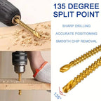 6 Counts Metalworking Ldeal For Drilling,Titanium-Plated High Speed Steel Drill Bits Set