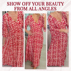 💖LAST DAY SALE 50% OFF💖Bohemian Casual Print V-neck Waist Wrap Long Dress