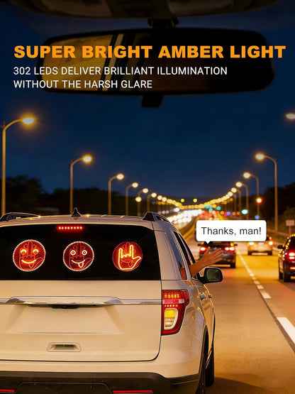 Car Finger Light with Remote, Hand Gesture Amber LED Light - 14 Modes for Road Rage Warning Signs Ideal Car Accessory