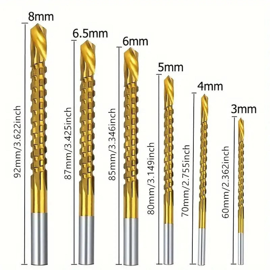6 Counts Metalworking Ldeal For Drilling,Titanium-Plated High Speed Steel Drill Bits Set