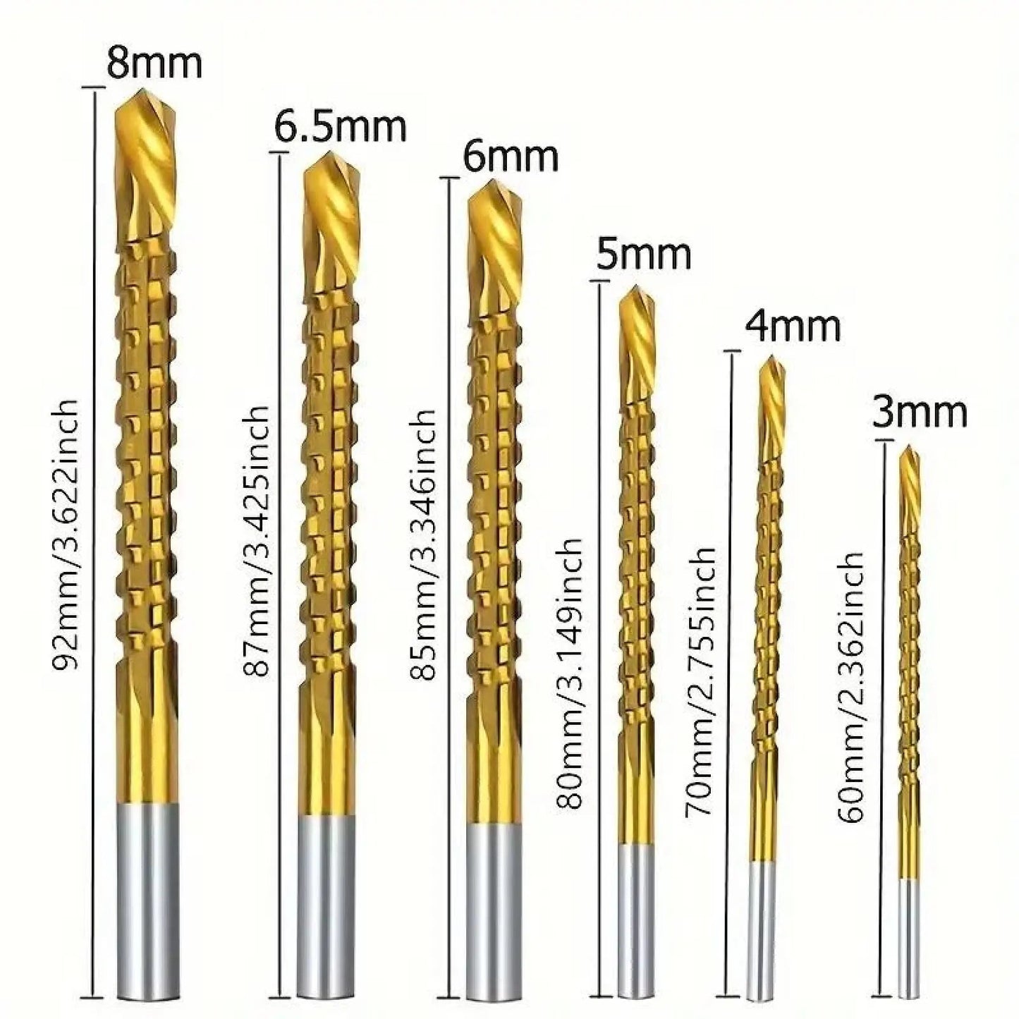 6 Counts Metalworking Ldeal For Drilling,Titanium-Plated High Speed Steel Drill Bits Set