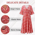 💖LAST DAY SALE 50% OFF💖Bohemian Casual Print V-neck Waist Wrap Long Dress