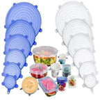 6Pcs Reusable Silicone Stretch Lids for fit bowls, cups, fruits & more.