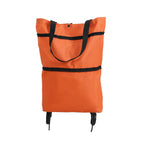 Foldable Shopping Trolley Bag with Wheels, Portable Reusable Grocery Tote, Lightweight Rolling Shopping Cart Bag with Carry Handles