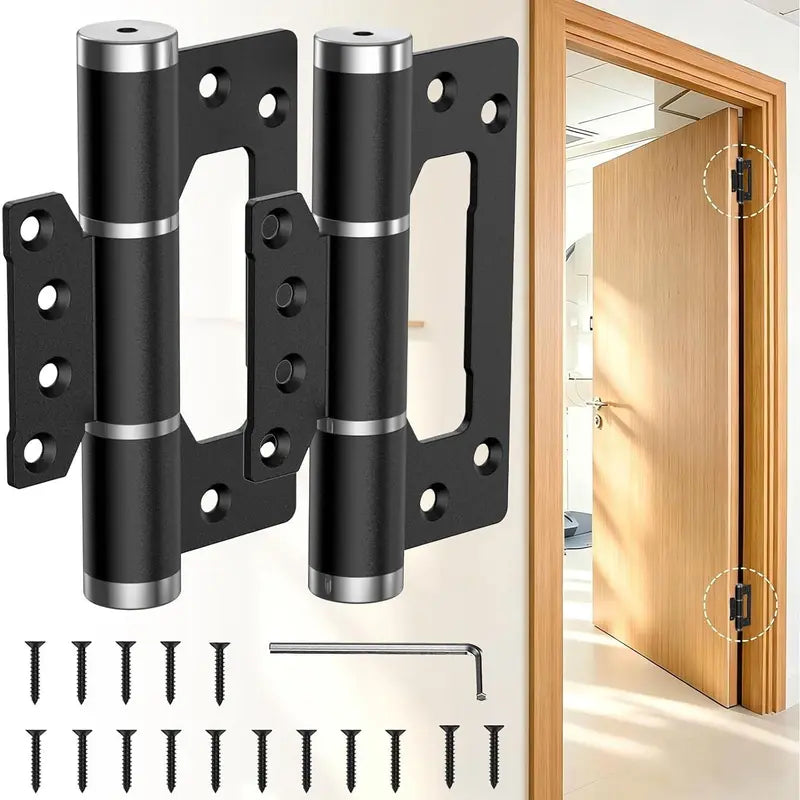 Heavy-Duty Self-Closing Door Hinges, 5-Inch Soft-Close Non-Mortise Hinges, Adjustable Hydraulic Door Hinges, 2-Pack