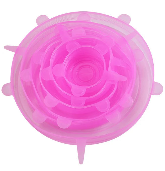 6Pcs Reusable Silicone Stretch Lids for fit bowls, cups, fruits & more.
