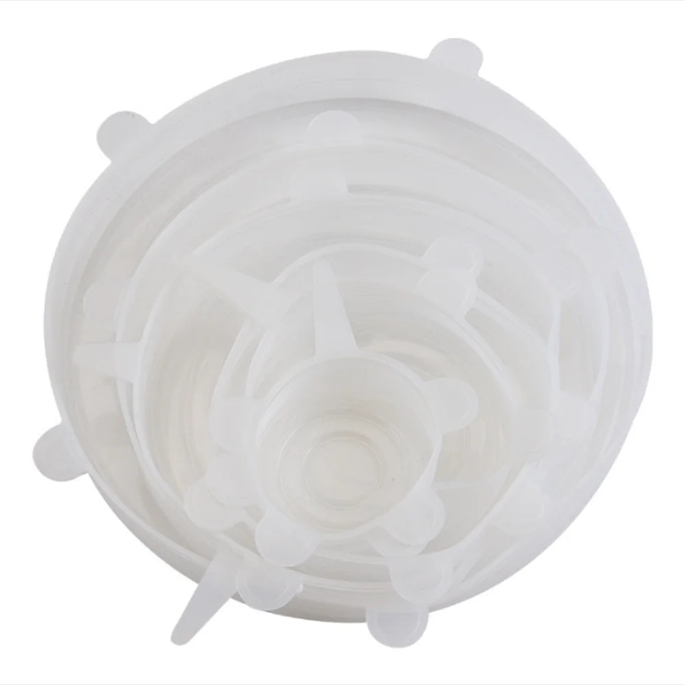 6Pcs Reusable Silicone Stretch Lids for fit bowls, cups, fruits & more.