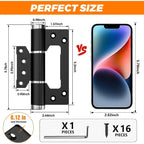 Heavy-Duty Self-Closing Door Hinges, 5-Inch Soft-Close Non-Mortise Hinges, Adjustable Hydraulic Door Hinges, 2-Pack