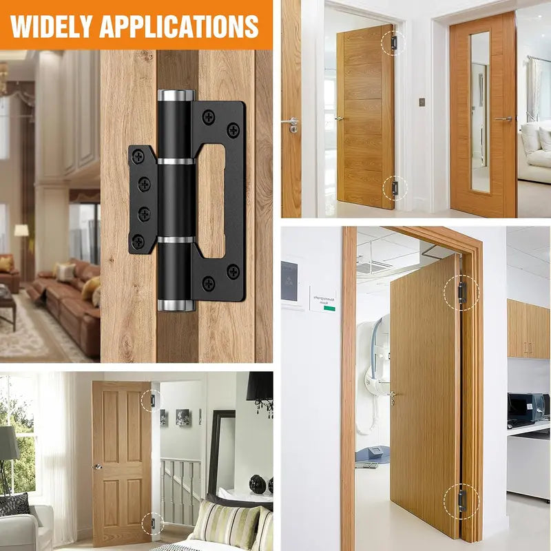 Heavy-Duty Self-Closing Door Hinges, 5-Inch Soft-Close Non-Mortise Hinges, Adjustable Hydraulic Door Hinges, 2-Pack