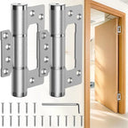 Heavy-Duty Self-Closing Door Hinges, 5-Inch Soft-Close Non-Mortise Hinges, Adjustable Hydraulic Door Hinges, 2-Pack