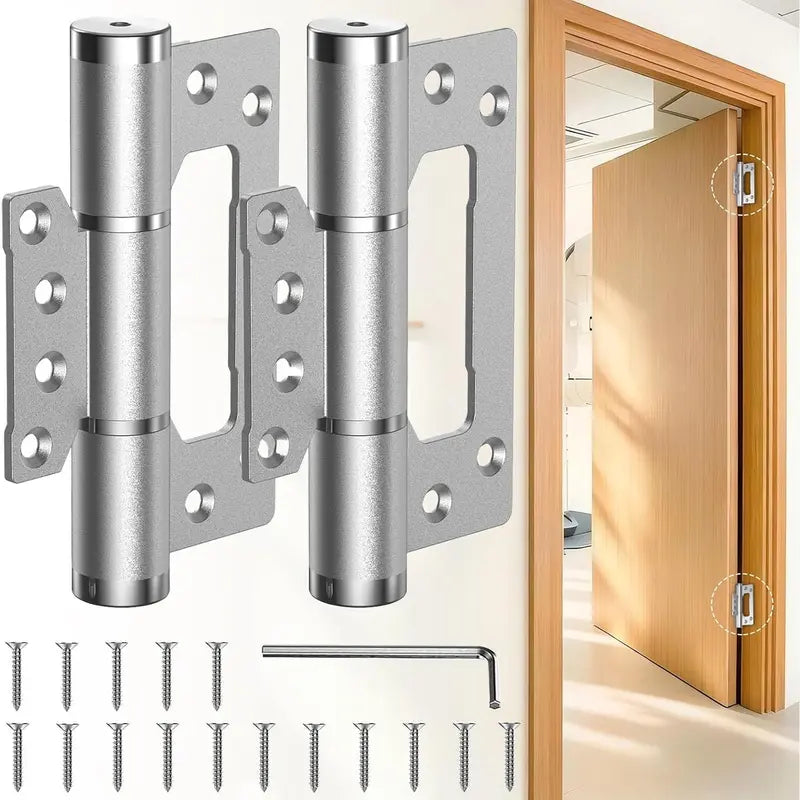 Heavy-Duty Self-Closing Door Hinges, 5-Inch Soft-Close Non-Mortise Hinges, Adjustable Hydraulic Door Hinges, 2-Pack