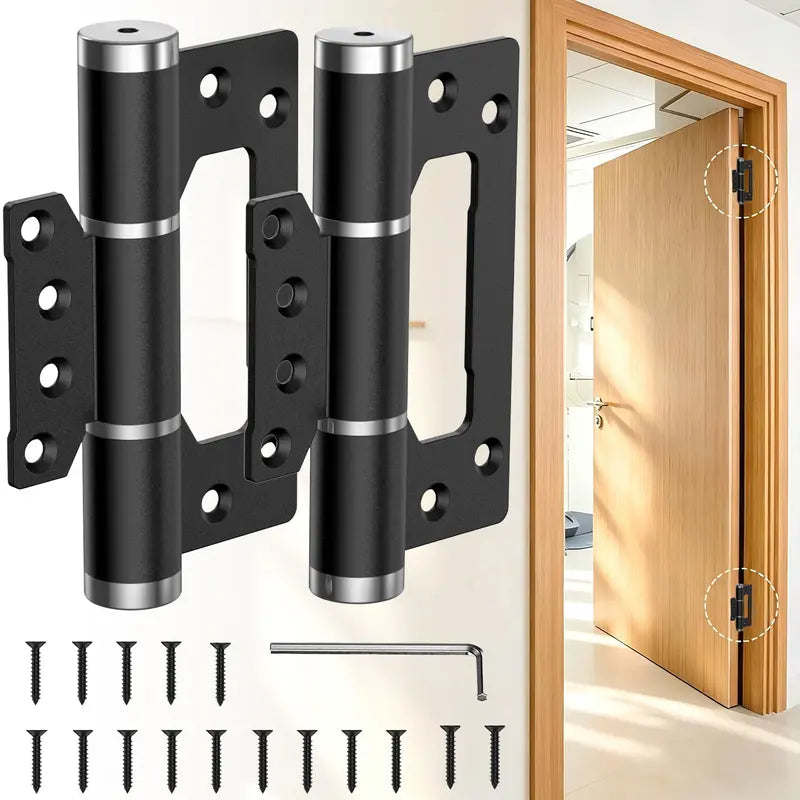 Heavy-Duty Self-Closing Door Hinges, 5-Inch Soft-Close Non-Mortise Hinges, Adjustable Hydraulic Door Hinges, 2-Pack
