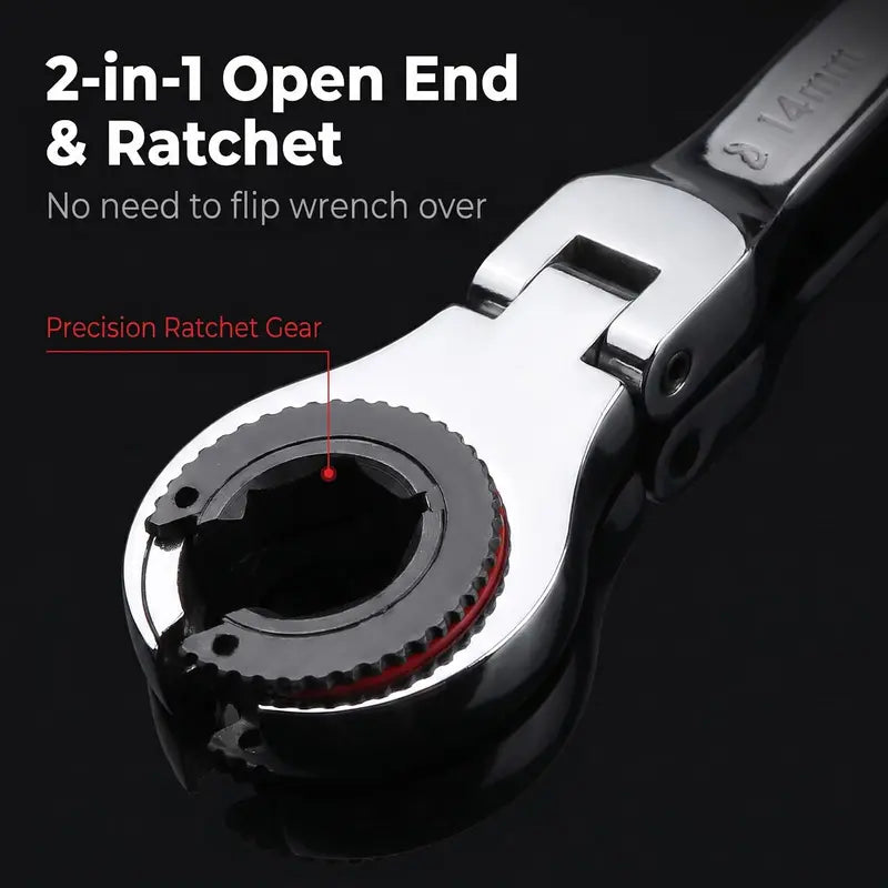 7 Sizes in One Compact Ratcheting Flare Nut Wrench Kit