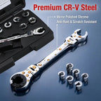 7 Sizes in One Compact Ratcheting Flare Nut Wrench Kit