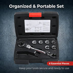 7 Sizes in One Compact Ratcheting Flare Nut Wrench Kit
